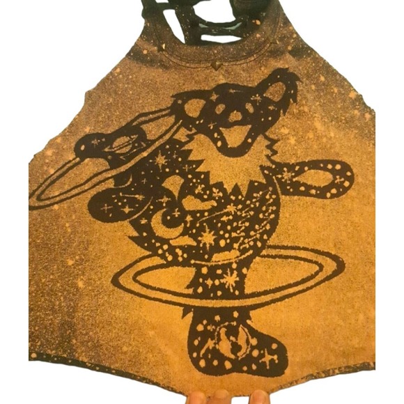 Vintage Grateful Dead Dancing Bear Tie Dye Halter Cropped Tee 90s Bleached Crop - Picture 2 of 6